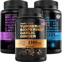 MEDCHOICE Kurkuma & Gember (120ct), Slaap Melatonine (90ct) en Nootropic Brain (60ct) Supplement Bundle - Wellness Trio voor Hersenen, Slapen, & Immuun Support - Veganistisch, Non-GMO, Glutenvrij
