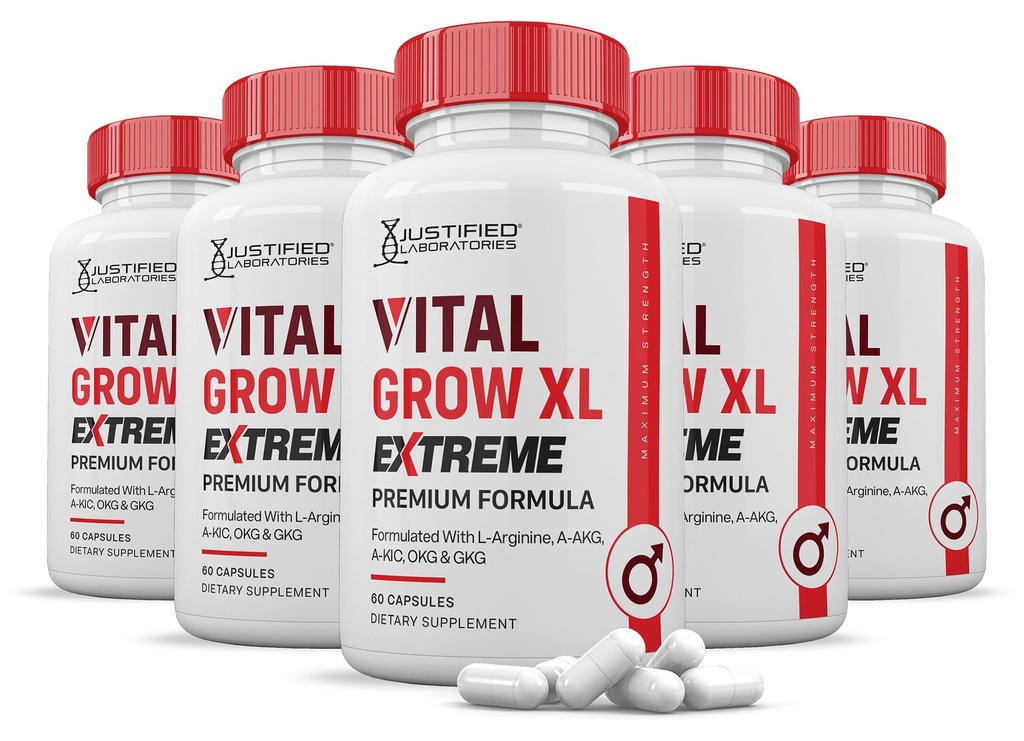 (5 verpakkingen) Vital Grow XL Extreme Pillen 1600MG Premium Formula Property Blend for Men's Health 300 Capsules