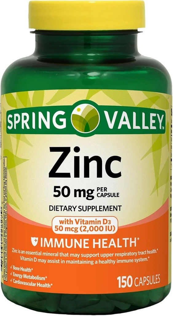 Ikj Zink met vitamine D Capsules Dieetsupplement, 50 mg, 150 Tellen