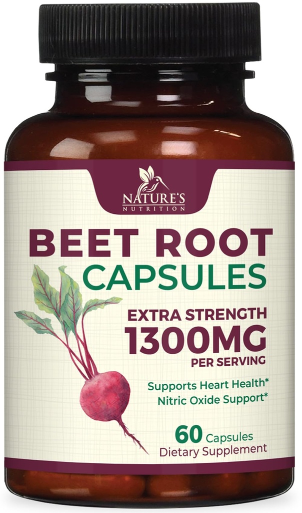 Beetwortelcapsules 1300mg - Extra sterkte Red Beetwortelpoedersupplement 
