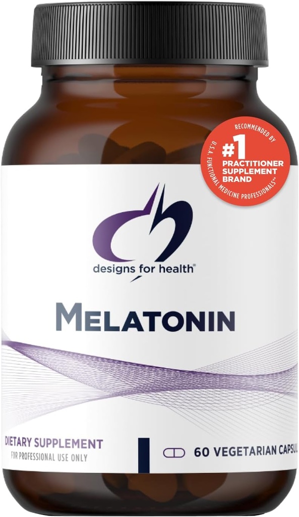 Designs for Health Melatonine 3mg - for Adults - Vegetarian + Non-GMO (60 capsules)