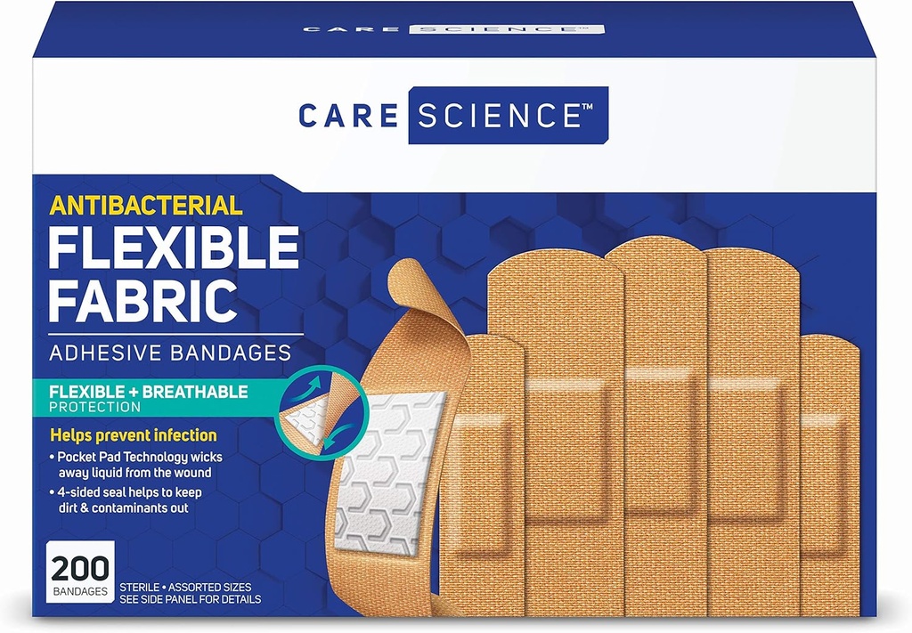 Care Science Fabric Kleefbanden, 200 ct Bulk Assorted Maten 