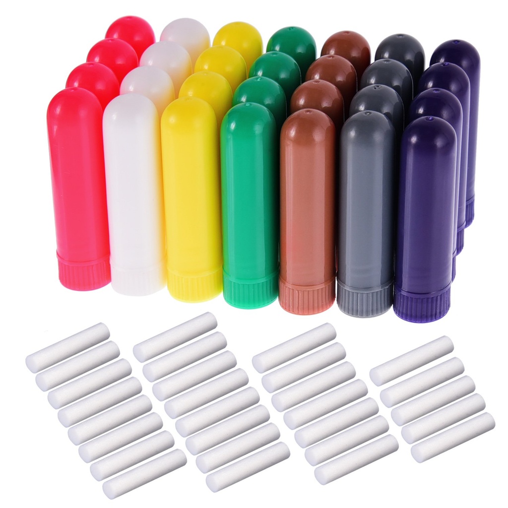 eBoot 28 Sets Huile essentielle Aromathérapie Inhalateurs nasaux Tubes Inhalateurs rechargeables, 7 Couleurs, avec Wicks