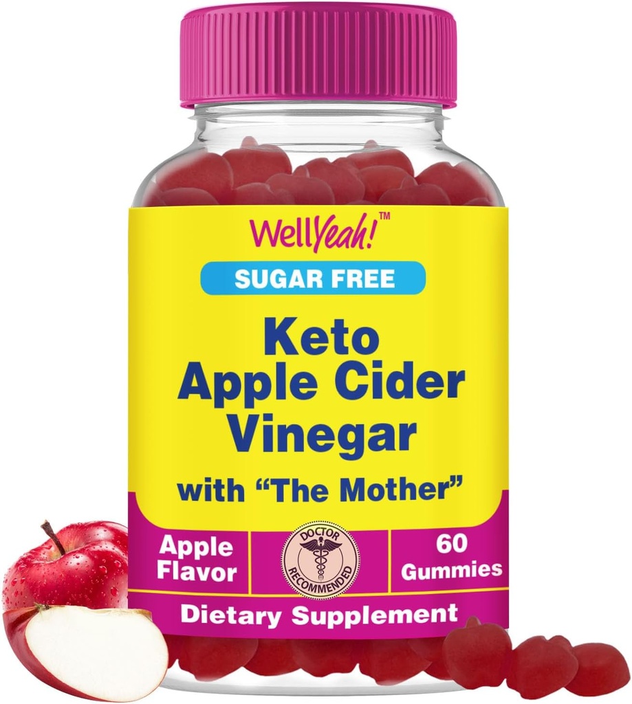WellYeah Sugar Free Apple Cider Vinegar Gummies 500 mg 