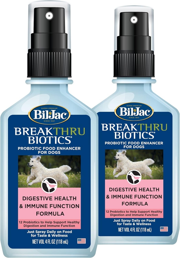 Bil-Jac Breakthru Biotics Probiotics Supplément pour chiens - 2-Pack, Premium Pet Digestive Health Support, Canine Food Enhancer with Natural Ingredients for Gut Balance and Immune System Boost