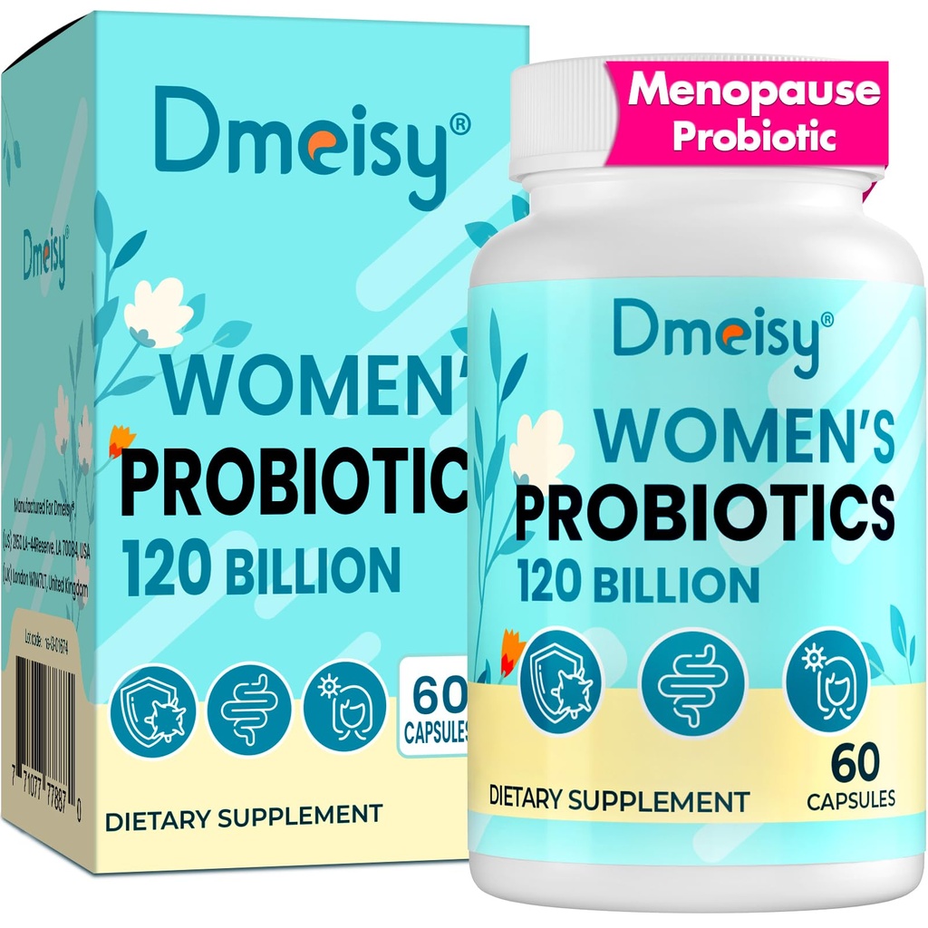 Menopauze supplementen voor vrouwen, 120 miljard CFU Probiotic, 13-in-1 Kruiden Probiotics Complex, voor Menopauze Relief, Hormone Balance, Hot Flashes, Nacht Sweats, Mood Swings, Gut & Immunity - 60 Capsule