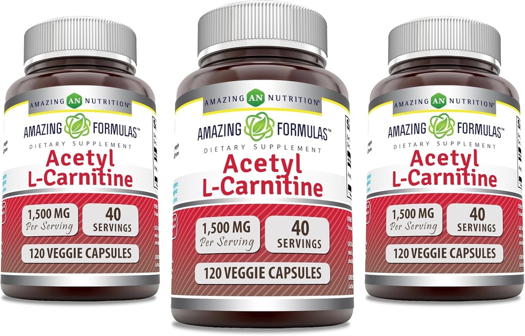 Verbazingwekkende Formules Acetyl L-Carnitine 1500 Mg Per Serving Veggie Capsules Supplement 