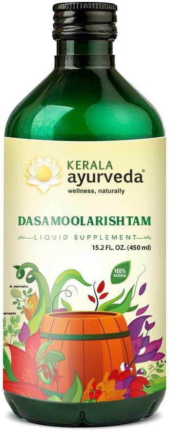 Kerala Ayurveda Dasamoolarishtam - Ayurvedische vloeibare supplement voor gezonde spijsvertering, evenwichtige energie en gezonde ademhaling, 15,21 Fl Oz