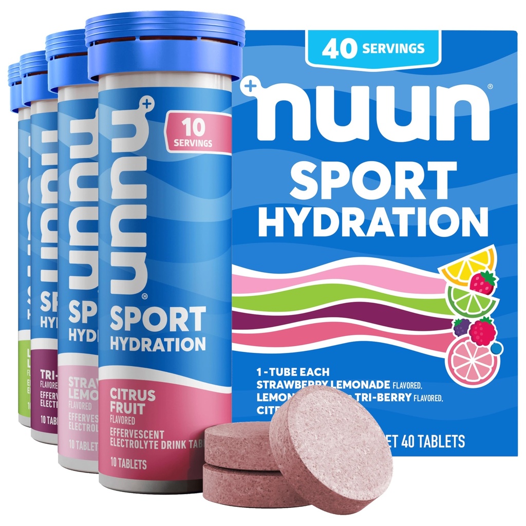 Nuun Sport Electrolyte tabletten voor proactieve hydratatie, gemengde smaken, 4 Pack (40 Servers)
