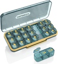 Pillen Organisator 3 keer per dag, 7 dagen pil Box 3 keer per dag - Acedada Weekly Vitamin Box Organizer met 7 aparte containers, Portable Daily Medicine Planner Case voor vitamine Fish Oil Supplement, blauw