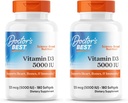 Arts BEST Vitamine D3 5000IU, Non-GMO, Gluten & Sojavrij, Reguleert Immune Functie, Ondersteunt gezonde botten, Wit, Geen smaak, 180 Tellen (Pack of 2)