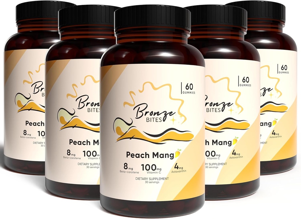 Looien Gummies, Dagelijkse Gummie met Beta-Caroteen & Vitamine C & Astaxanthine, Natuurlijke Tanning Supplement, Vegan, Non-GMO - 180 Gummies Pack of 5
