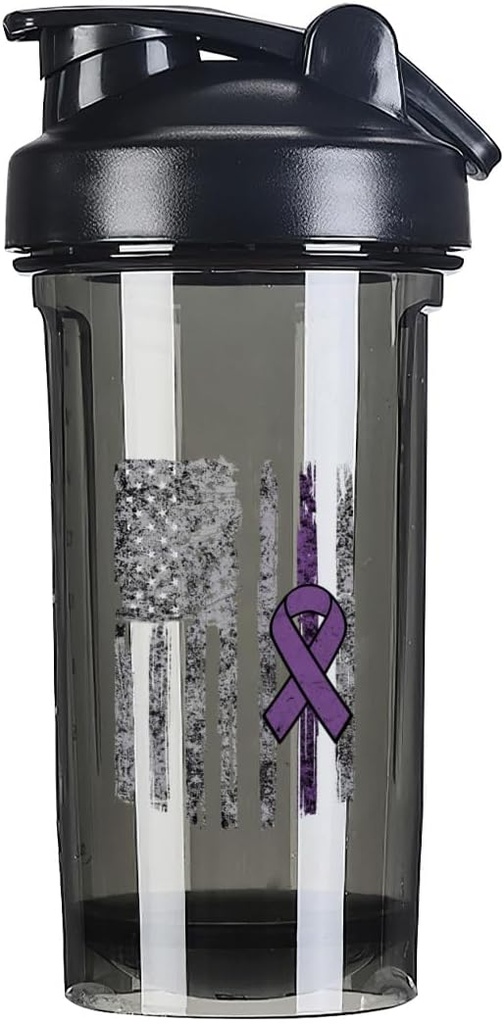 Sensibilisation à l'épilepsie Drapeau Amérique 18 Once Shaker Bouteille Mélangeur Pré-entraînement anti-fuite Secoues protéines Remplacement des repas Secoues Bouteille 500ML/18 Oz Noir