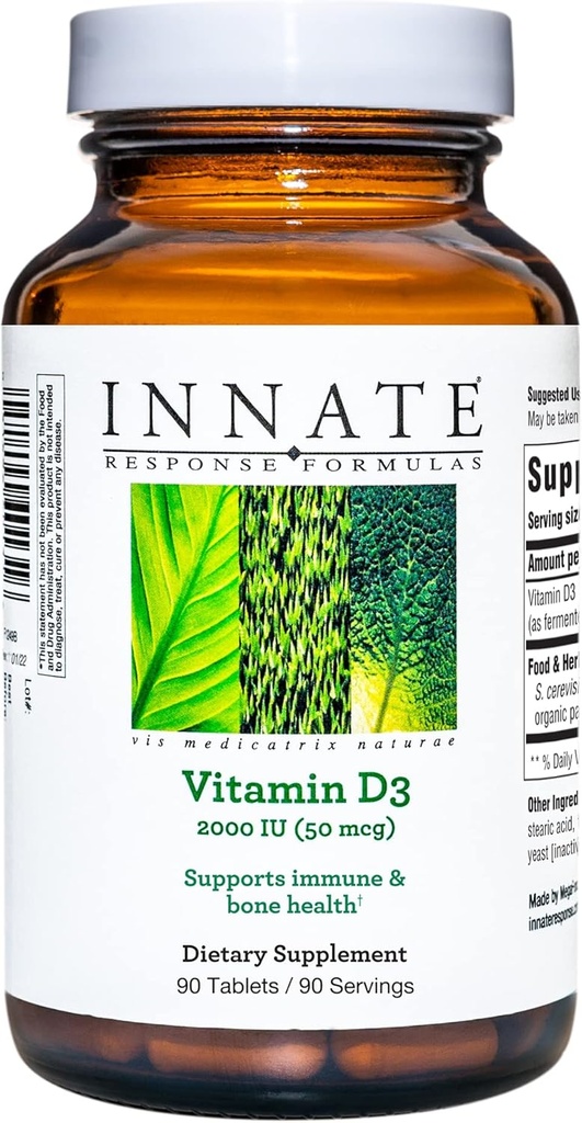 INNATE Respons Formules Vitamine D3 2000 IE (50 mcg) - Vitaminesupplement ter ondersteuning van Immune en Bone Health - Vegetarisch, niet-GMO en Kosher - Made Without 9 Food Allergenen - 90 tabletten (90 porties)