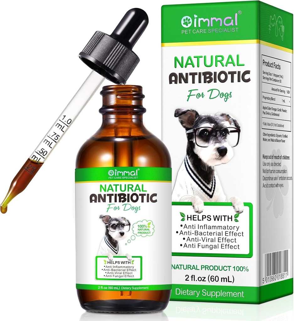 Generieke Antibiotica voor Honden, Honden Antibiotica, Honden Supplies Antibiotica, Natuurlijke Honden Antibiotica Ondersteunt Honden Allergie en Itch Relief, Honden Multivitamine voor Huisdieren-60ml / 2 Fl Oz
