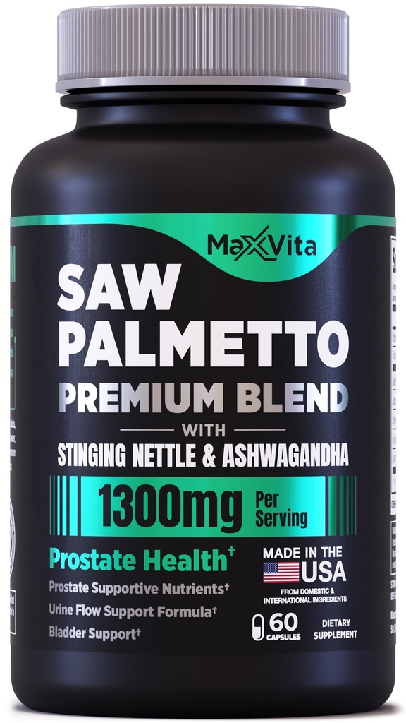 Prostate Premium - Saw Palmetto voor mannen, Stinging Nettle, Ashwagandha, Lycopene, Blader & Urinary Relief, Prostate Supplement voor mannen, 60ct