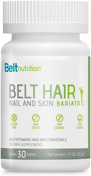 Riem Haar, Nagel, en Bariatrische huid (Gastric Bypass, Sleeve Gastrectomie) Multivitamine en multiminerale tabellen - Geen smaak - 1 maand levering