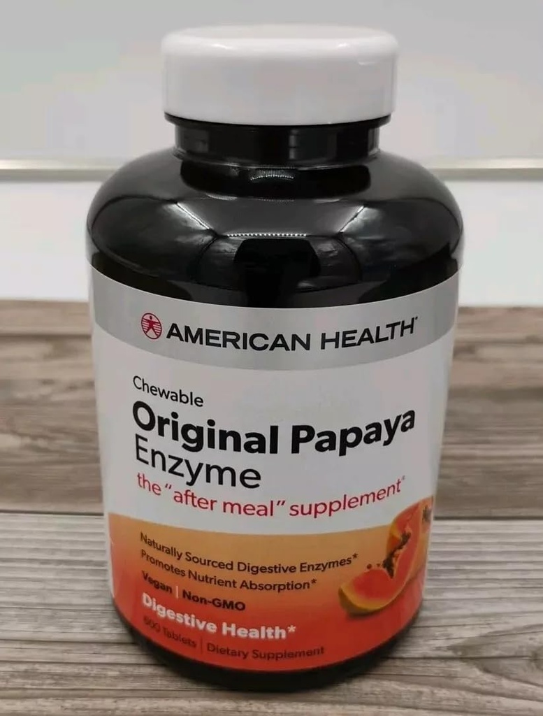 AMERIKAANSE GEZONDHEID Papaya Enzyme;Original, 600 CT