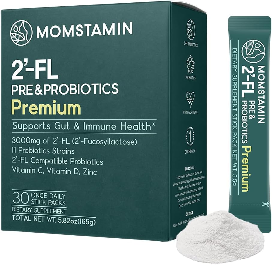 MOMSTAMIN HMO(Human Milk Oligosacchariden) Super Prebiotica en Probiotica voor Vrouwen, Mannen: Immuunverteringssupplement 