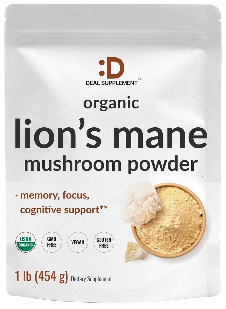 Deal › Organic Lions Mane Mushroom Powder Supplement, 1.500mg Per Serving, 1lb 