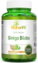 NutreeVit 100% Ginkgo Biloba Capsules bio - Soutient la santé cérébrale, l'alerte mentale, la circulation et l'augmentation de la mémoire - Antioxydant organique - 100 Bouteilles de comptage