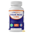 Acide folique vitamatique 5mg (5000 mcg) – 120 comprimés végétariens Vitamine B9 à haute puissance pour la santé cellulaire, le soutien cardiaque et les soins prénatals