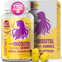 Myo-Inositol & D-Chiro Inositol,Inositol Gummies with Vitamin D3, Magnesium Glycinate, Omega-3, Folaat & Zink, Inositol Supplement Menstrual Cycle for Women-40:1 Ratio-30 Day Supply