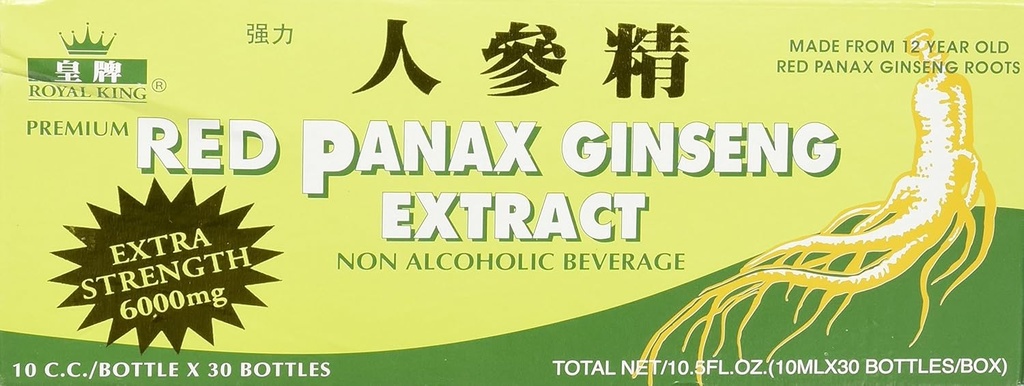 Royal King Red Panax Ginseng Extract 6000mg, 0,33 Fl Oz (verpakking van 30)