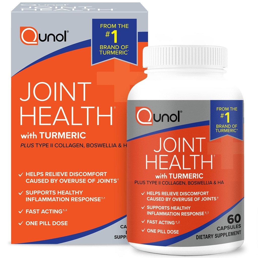Supplément de soutien à l'articulation Qunol 5-en-1, à action rapide, dose d'une pilule, soutien d'une réponse à l'inflammation saine et le malaise causé par la surutilisation des articulations, alternative à la glucosamine Chondritine MSM, 60 comte