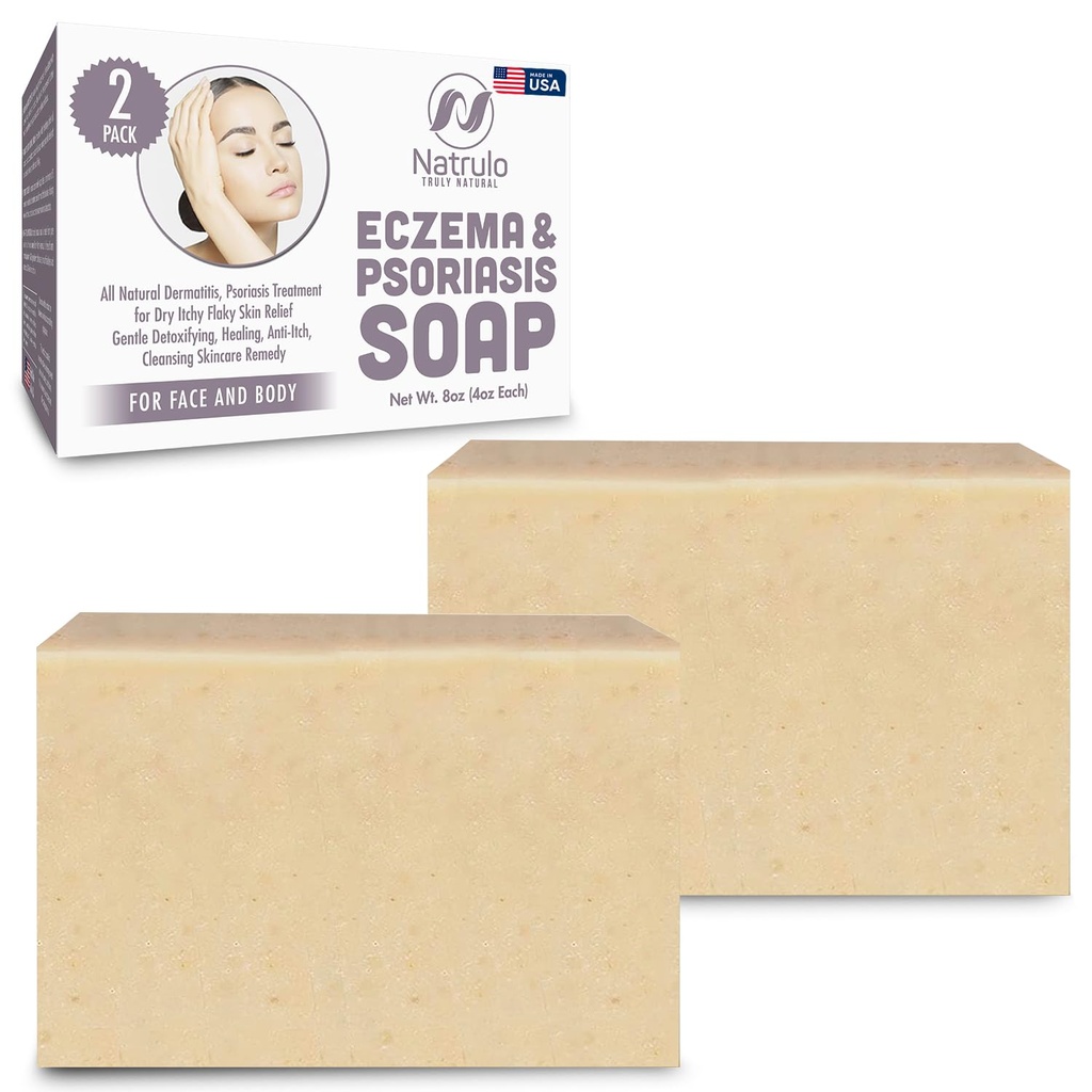 Eczeem Zeep Bar voor Gezicht en Lichaam Alle Natuurlijke Dermatitis, Psoriasis Oplossing voor Droge Itchy Flaky Huid Relief 