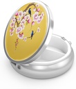 Pill Box 3 Compartiment petit cas de pilule, Portable pour la poche ou la pilule de chasse Organisateur porte-conteneur de pilule pour tenir les vitamines, les médicaments, l'huile de poisson et les suppléments (Peach Blossom)
