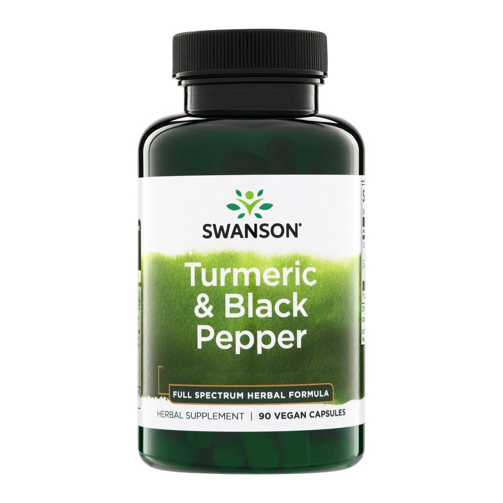 Swanson Premium-Kurkuma & Black Pepper - Antioxidant, Digestie & Gezamenlijke Ondersteuning - 90 Veg Caps (2 Pack)