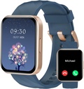 RUIMEN Smart Watches for Women Men (Answer/Make Calls) Compatible with iPhone/Android Phones, 1.85" HD Screen Fitness Tracker Heart Rate Monitor 100+ Sports Tracker Watch Waterproof (Blue)