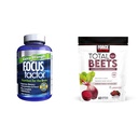 Focus Factor Volwassenen Extra sterkte, 120 Graaf - Hersensupplement voor Geheugen & Force Factor Totaal Beet Zachte Kauwen met bieten, nitraten, L-Citrulline, Grapeseed Extract