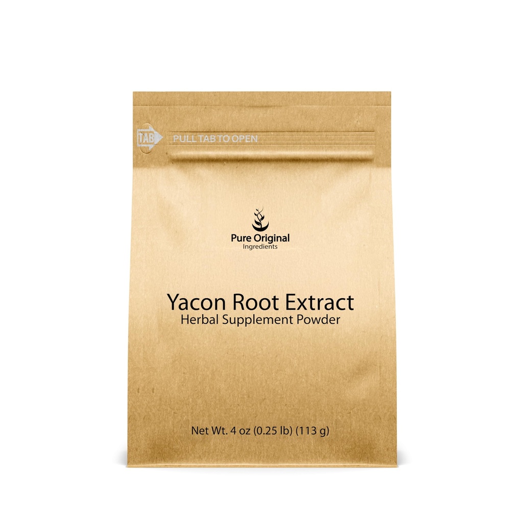 PURE ORIGINAL INGRÉDIENTS Extrait de racine de Yacon (4 oz) Toujours pur, sans remplissage ni additifs, poudre de supplément à base de plantes
