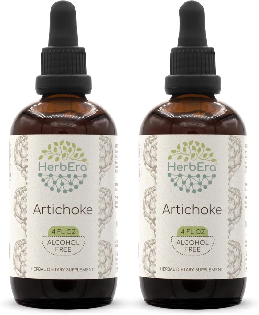HerbEra Artichoke B120 (2st) Alcoholvrij Kruidenextract Tinctuur, Geconcentreerde Liquid Drops Natural Artichoke (Cynara scolymus) Gedroogd Blad (2x4 fl oz)