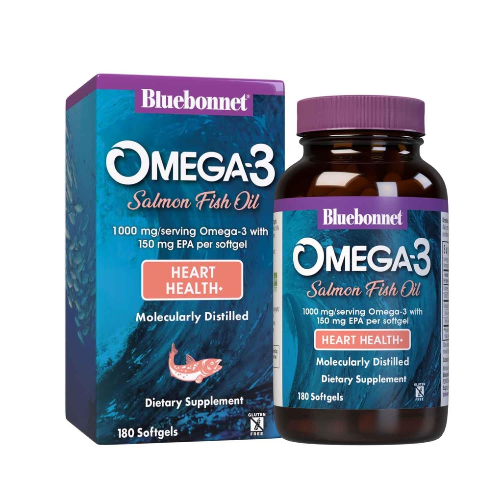 BlueBonnet Natural Omega-3 Zalmolie Softgels, 180 Graaf, Wit