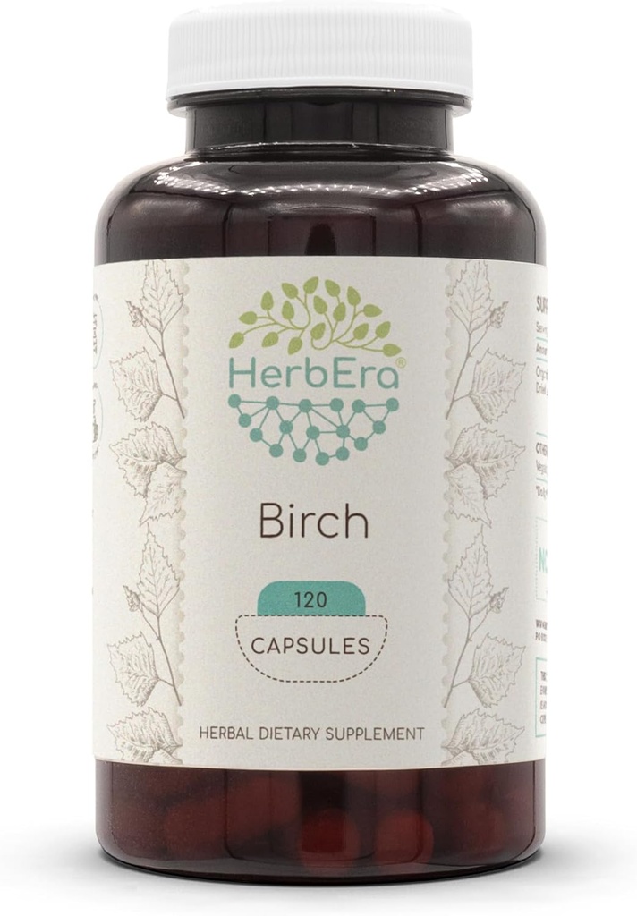HerbEra Birch 120 capsules, 500 mg, gemaakt met Birch (Betula Pendula) gedroogd blad (120 capsules)