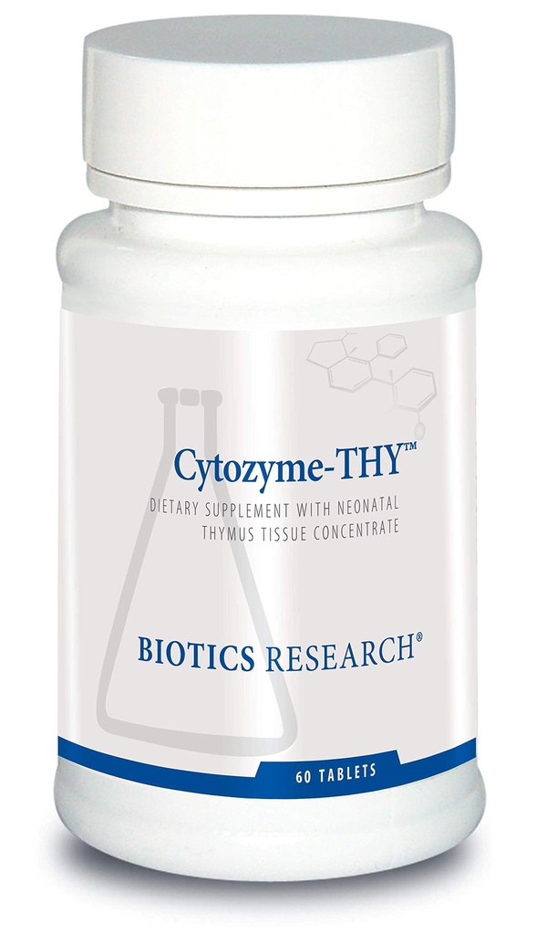 Recherche en biotique Cytozyme Thy Thymus néonatal Concentré, soutient la santé du Thymus Gland, la réponse immunitaire saine et les processus de cheminement, soutient le système immunitaire 60 comprimés