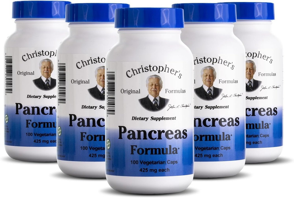 Christopher's originele Formules Pancreas Formule - Pancreas Reiniging Detox & Repair - Probiotica voor de spijsvertering gezondheid - Pack of 5