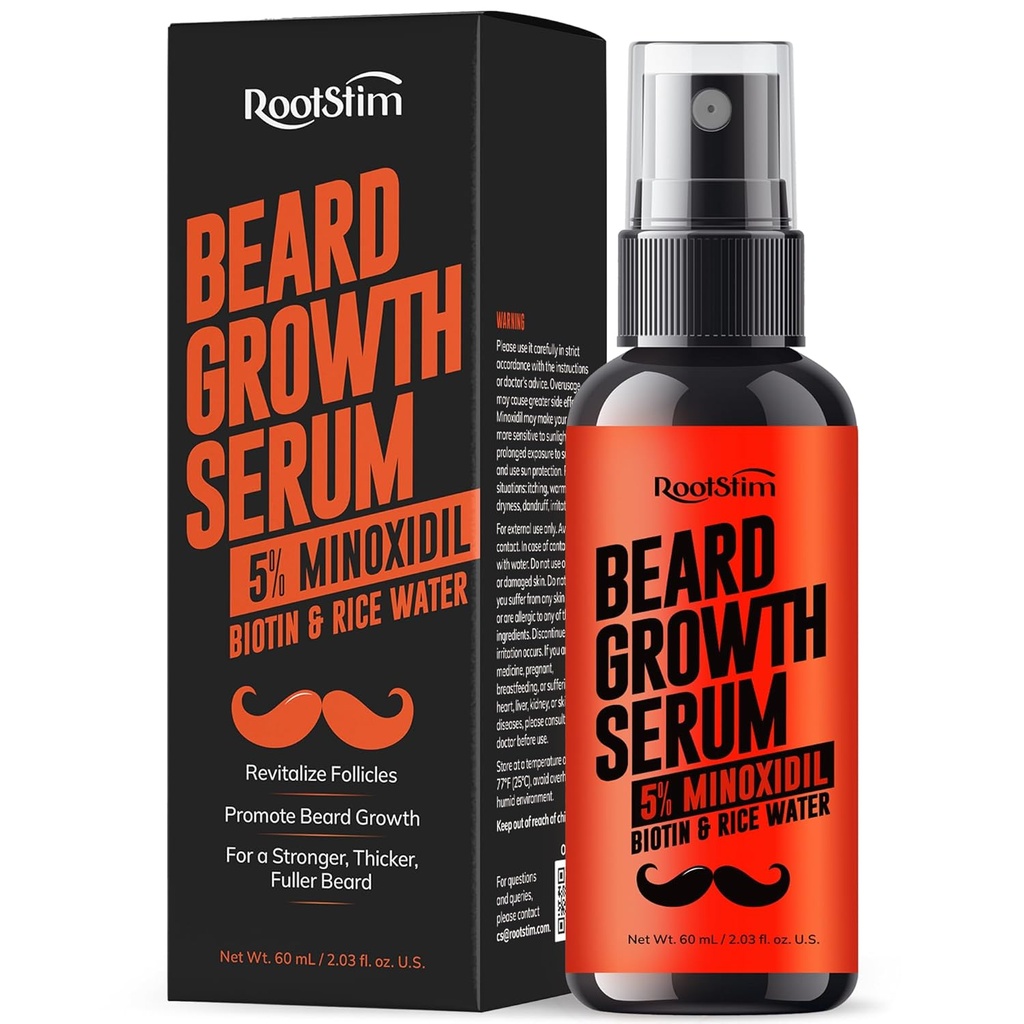 Baardgroei Serum voor mannen: Haargroei Spray met Biotine & Rice Water - Extra sterkte baardolie