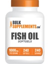 BulkSupplements.com Huile de poisson 1000mg Softgels - Suppléments d'huile de poisson, Omega 3 Suppléments - Sans gluten, 1 Softgel par portion, 240 Compte (paquet de 1)