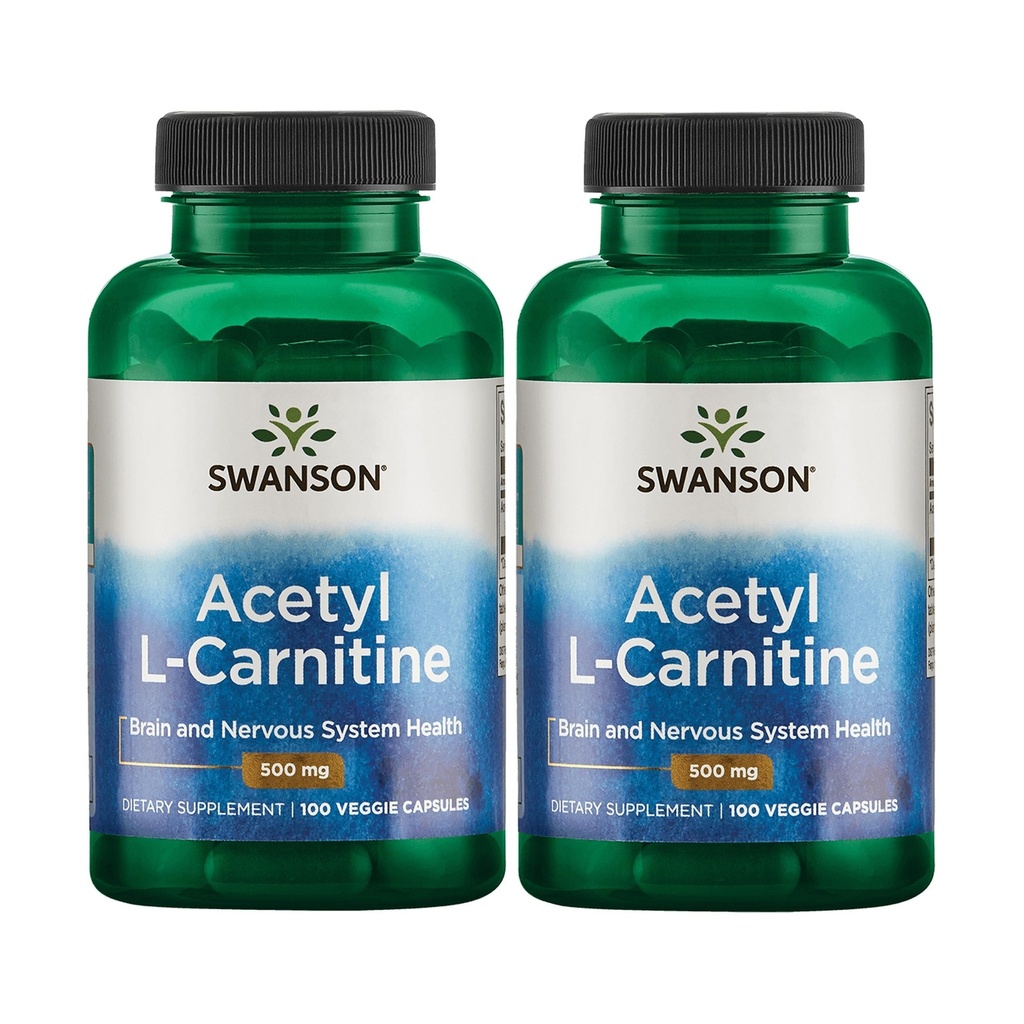 Swanson Acetyl-L-Carnitine - Aminozuur supplement Promoting Cognitive Health & Muscle Support - Natural Formula May Promote Nervory System Health - (100 Veggie Capsules) (2 Pack)