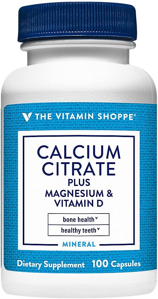 Calciumcitraat+Magnesium&Vitamine D,Multi-Mineral Bone Health Supplement,Vitamine D Aids Absorptie, Calcium 999mg, Magnesium 567mg, Vitamine D 612IU per dagelijkse dosis (100 Capsules) door The Vitamine Shoppe