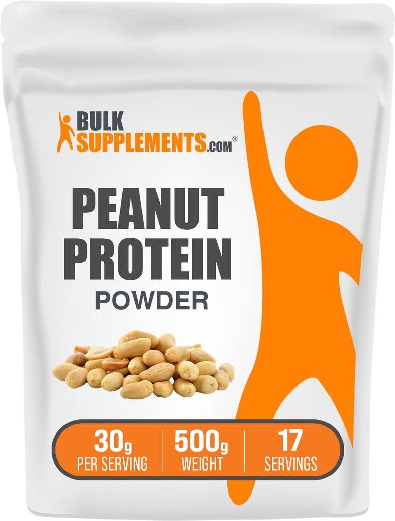 BulkSupplements.com Pinda Proteïne Poeder - Pinda Proteïnemeel, Glutenvrij, 30g per portie, 500g (1.1 lbs) (verpakking van 1)