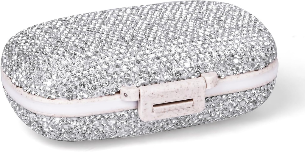 1Pack Travel Pill Organizer, 8 Compartments Portable Pill Case, kleine pil Box voor zaktas Portable Medicine Vitamine Container (Sparkling Silver)