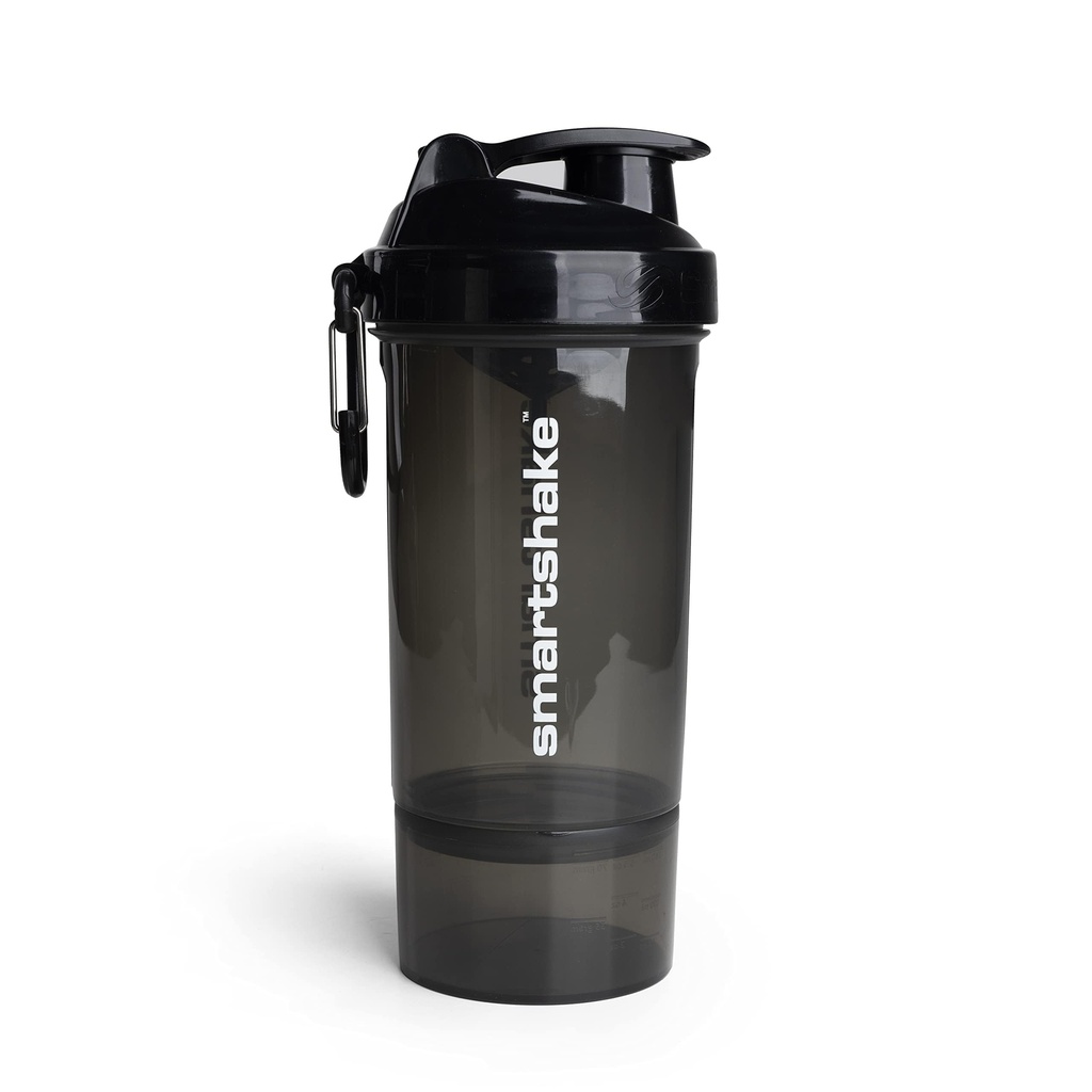 Smartshake O2GO ONE Plastic Protein Shaker Bottle 800 ml | 27 oz - Leakproof Screw-on Lid - BPA Free – Unisex - Black