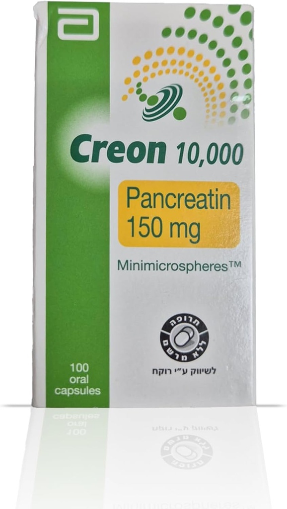 Creon 10.000 Enzyme Supplement voor pancreasinsufficiëntie - Ondersteunt spijsvertering met Lipase, Protease, Amylase - 100 Capsules