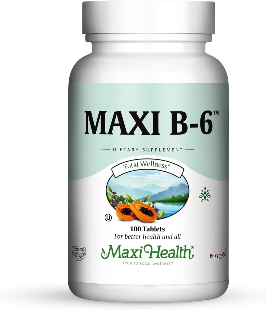 Maxi Health B-6 - Vitamine B6-100 mg Santé cardiovasculaire - 100 comprimés - Casher (100 Nombre)