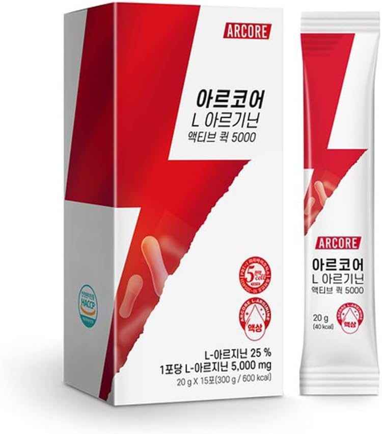 BOTO Arcore L-Arginine Active Quick 5000, supplément liquide à forte dose, soutient l'énergie et la récupération, ingrédients brevetés, saveur citron 20g X 15 bâtonnets